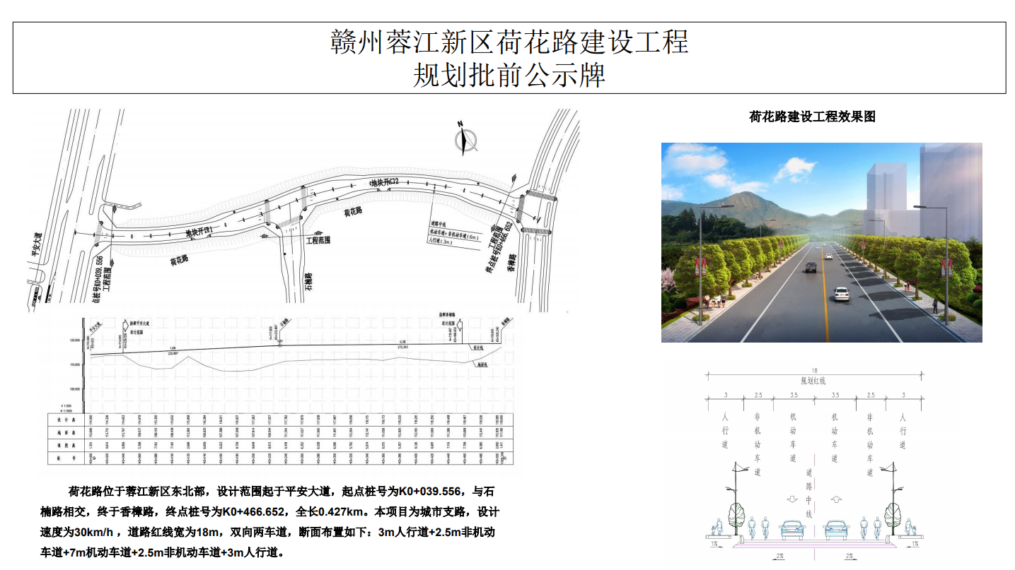 赣州蓉江新区荷花路、石楠路效果图公示中！