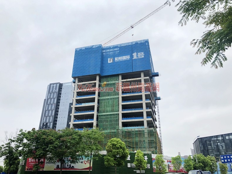 阳明国际中心4月工程进度：1#写字楼建至16层