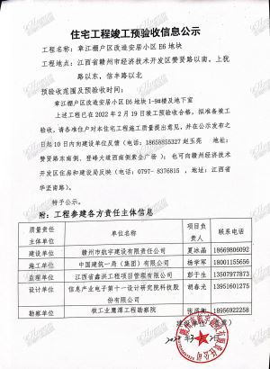 赣州章江棚户区E6地块部分楼栋竣工预验收公示！