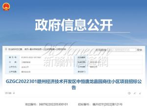 赣州经开区中恒唐龙嘉园商住小区项目招标公告
