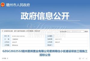 赣州星辉置业有限公司星辉商住小区建设项目工程施工招标公告