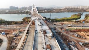 赣州蓉江新区创业大桥目前完成总工程量约91%